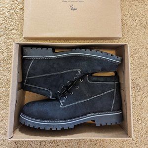 Will's Vegan Store Low Dock Boots - Black Vegan Suede